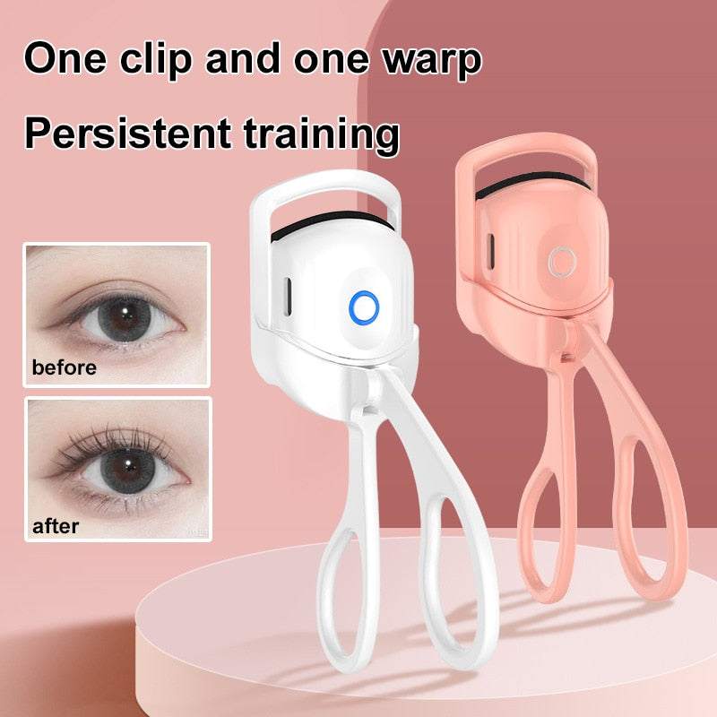 Portable Electric Heated Eyelash Curler with Long Lasting Curls and Before-After Results