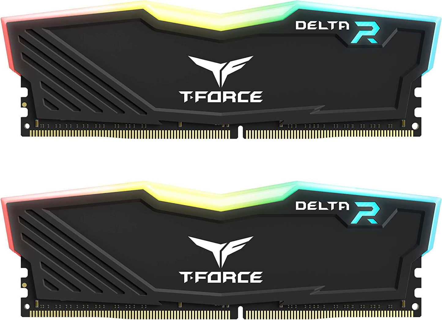T-Force Delta RGB DDR4 16GB 3200MHz desktop memory with RGB lighting and black aluminum heat spreader