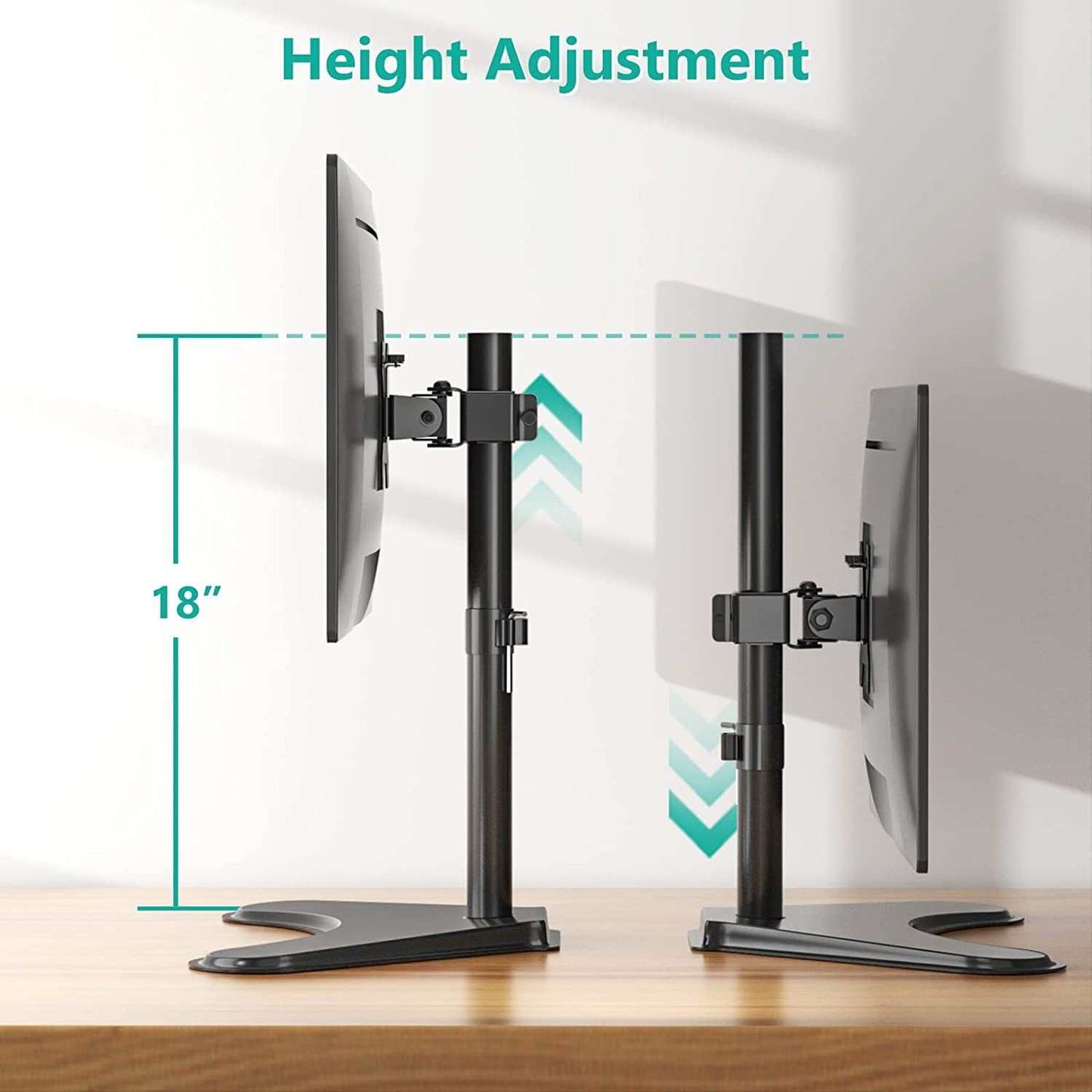 Single Monitor Stand for 13-32 Inch Computer Screens, Freestanding Single Monitor Arm Desk Mount, Universal VESA Monitor Mount 75X75/100X100Mm, Adjustable Height and Angle, (MF001), Black