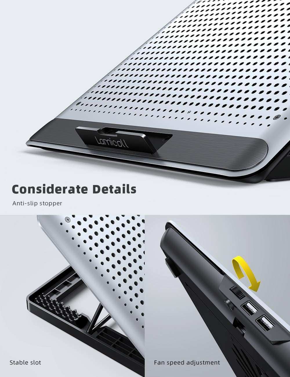 Laptop Cooler, Laptop Cooling Pad : Portable Height Adjustable Laptop Cooling Fan Stand Holder Riser