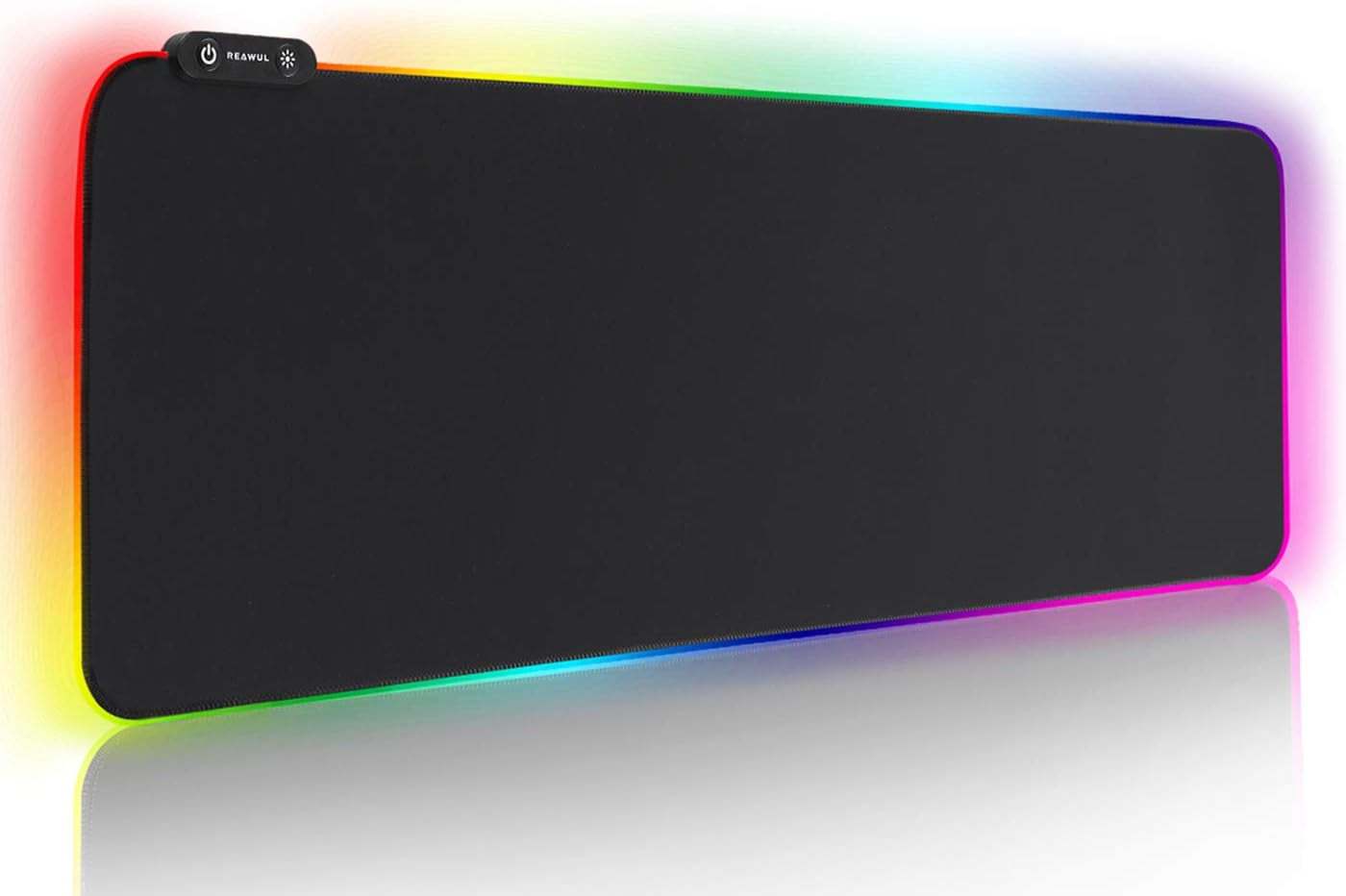 Large RGB gaming mouse pad with 14 lighting modes, ultra-smooth surface, anti-slip rubber base, waterproof and extra-large size 31.5 x 11.8 inches.