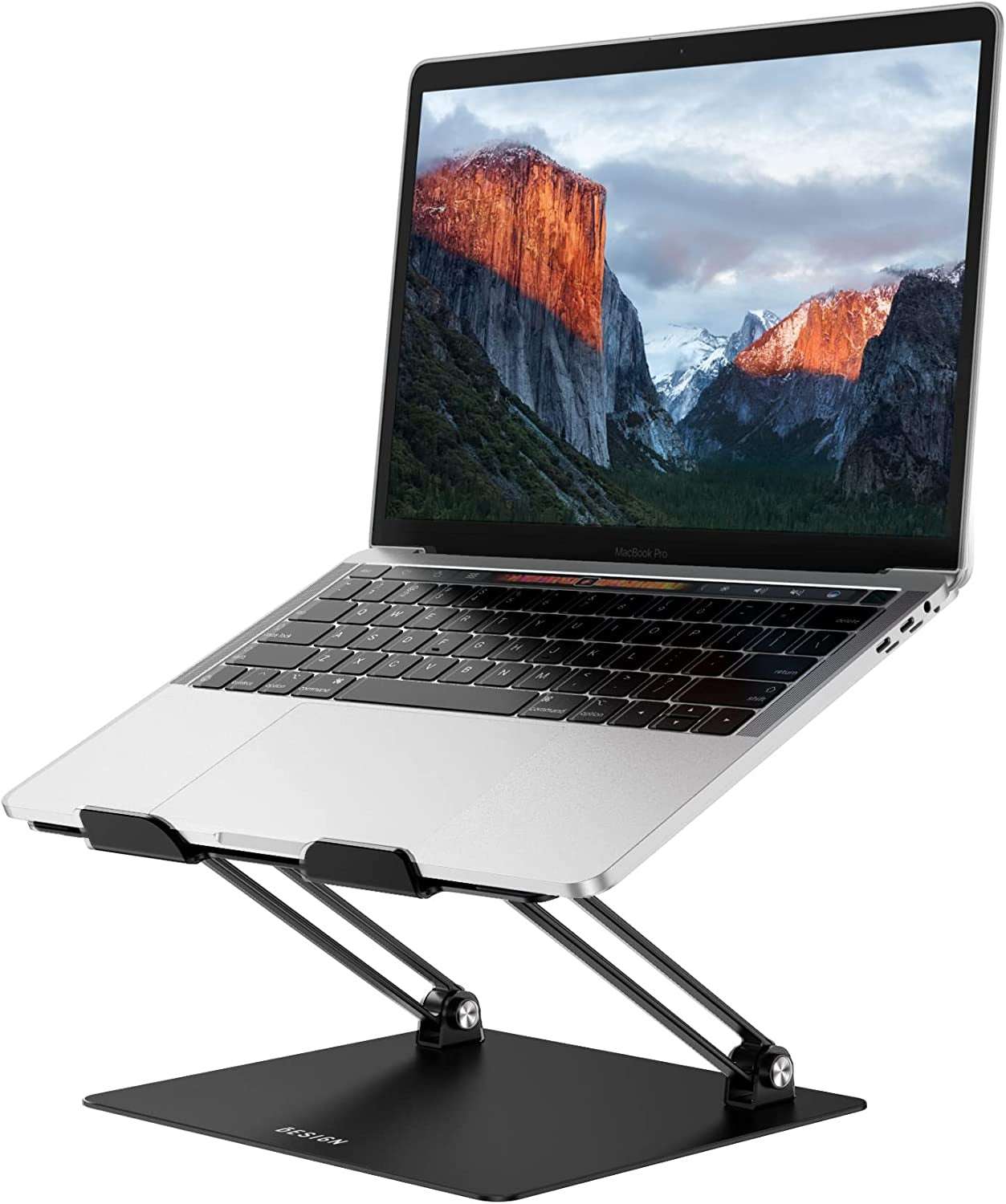 LS10 Aluminum Laptop Stand, Ergonomic Adjustable Notebook Stand, Computer Holder Compatible with Air, Pro, Dell, HP, Lenovo More 10-14" Laptops, Black