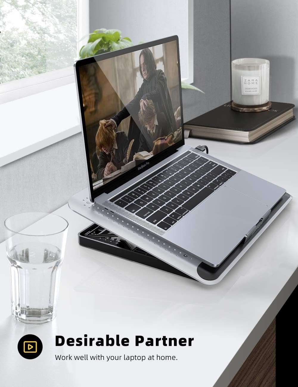 Laptop Cooler, Laptop Cooling Pad : Portable Height Adjustable Laptop Cooling Fan Stand Holder Riser