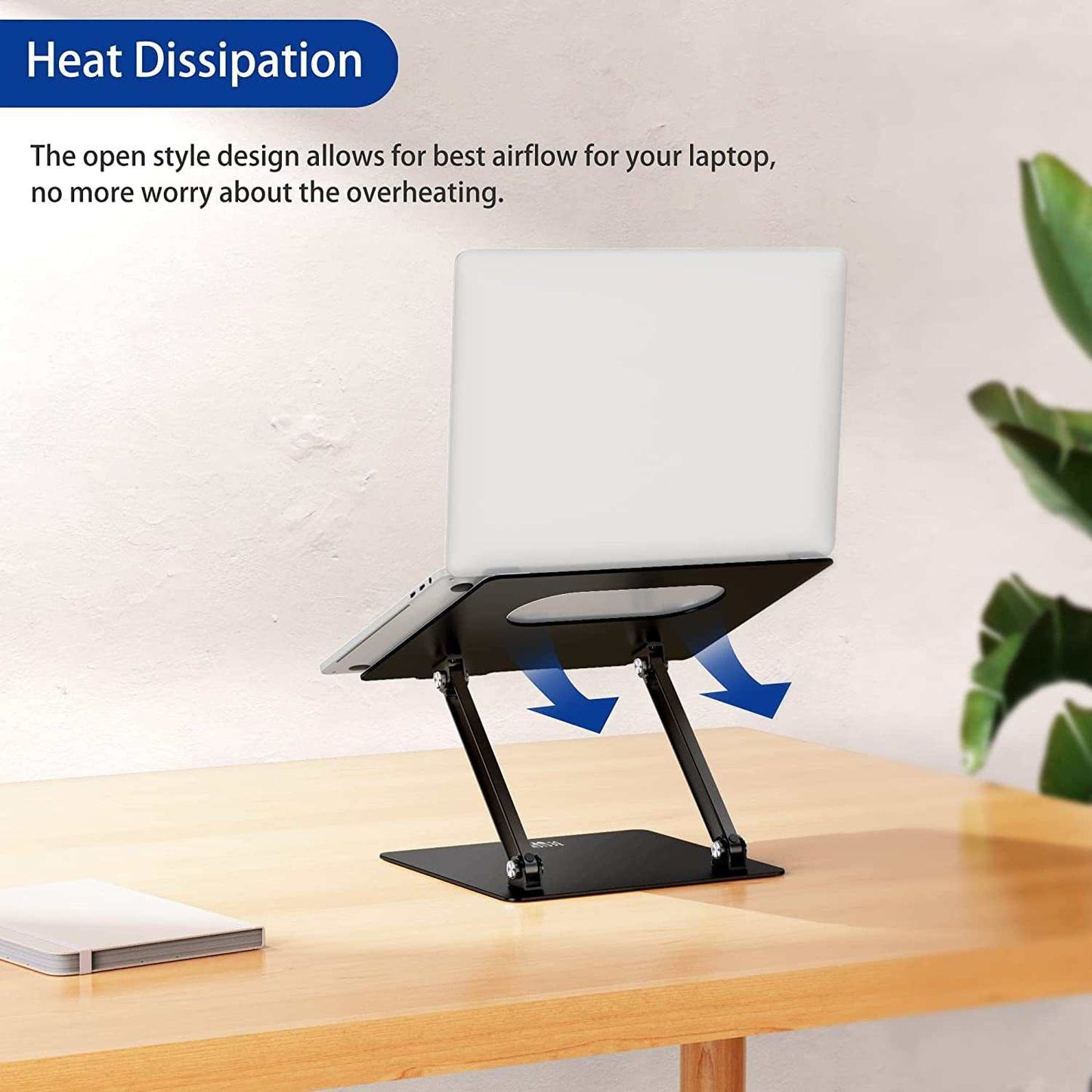 LS10 Aluminum Laptop Stand, Ergonomic Adjustable Notebook Stand, Computer Holder Compatible with Air, Pro, Dell, HP, Lenovo More 10-14" Laptops, Black