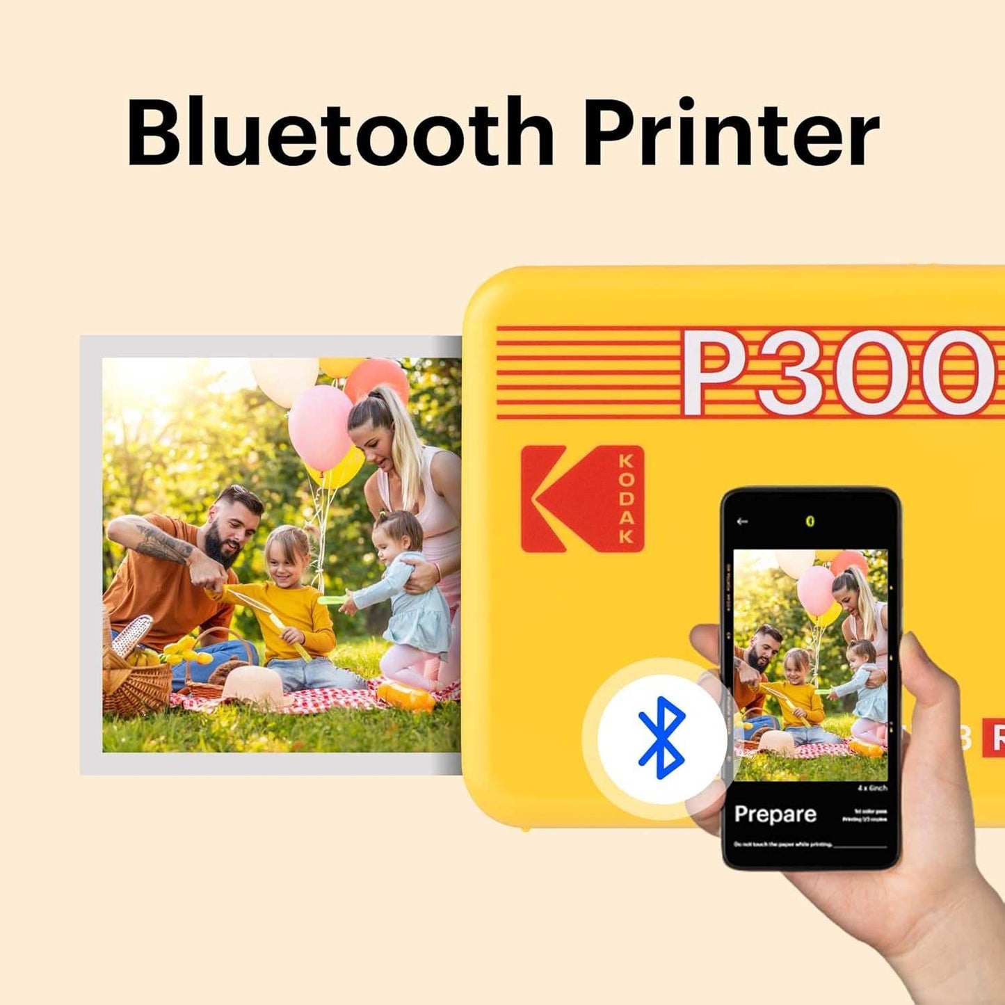 Mini 3 Retro 4PASS Portable Photo Printer (3X3 Inches) + 8 Sheets, Black