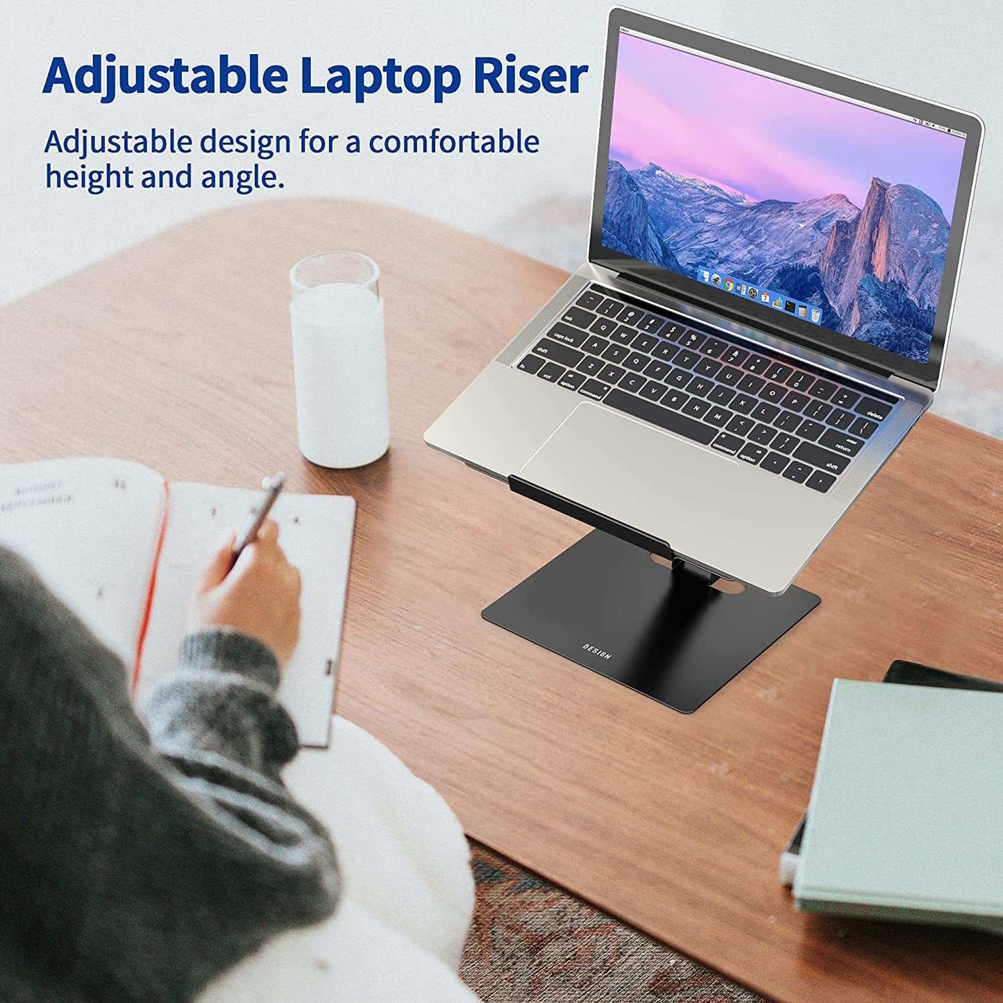 LSX5 Aluminum Computer Stand, Ergonomic Adjustable Notebook Riser Holder Compatible with Air, Pro, Dell, HP, Lenovo More 10-14" Laptops (Black)