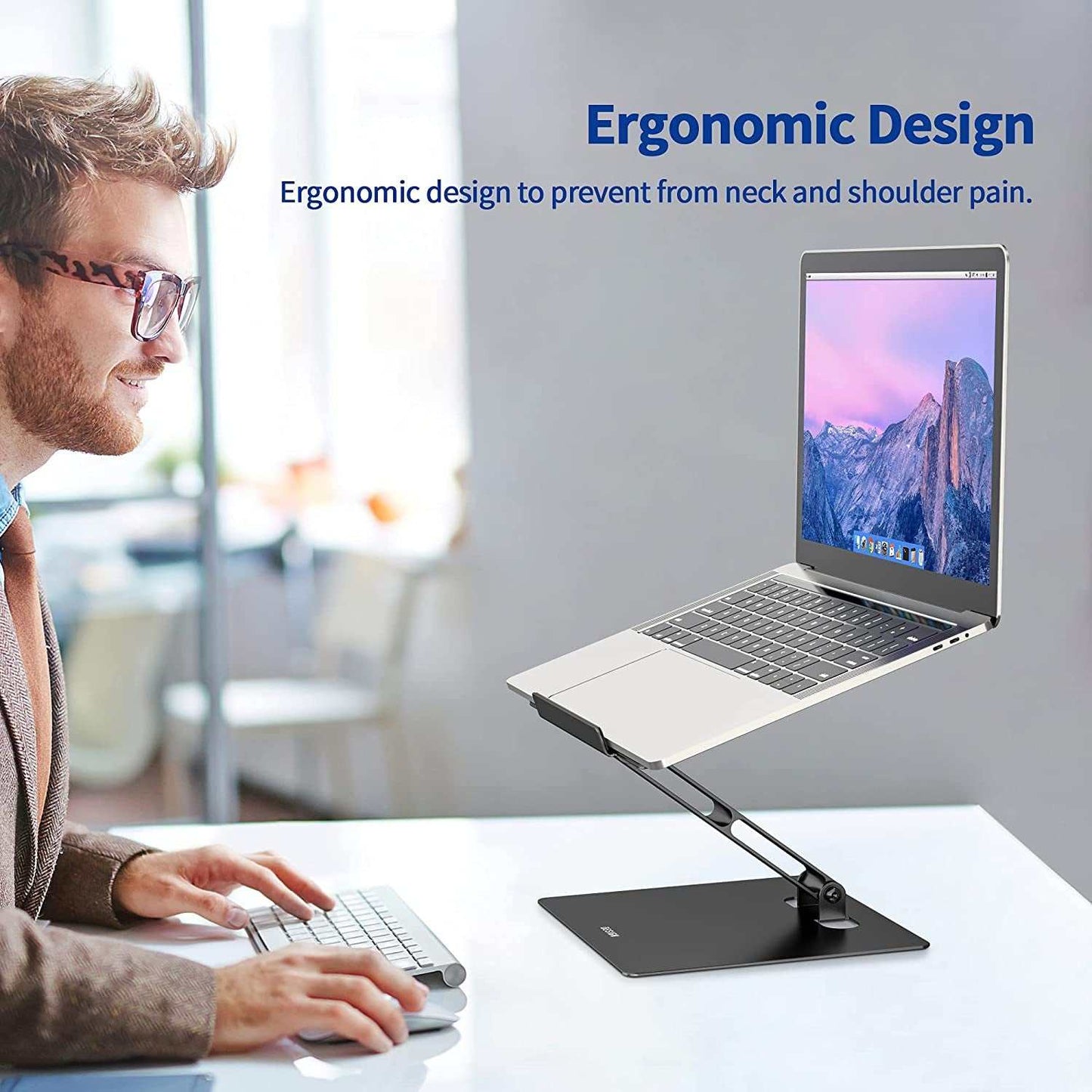 LSX5 Aluminum Computer Stand, Ergonomic Adjustable Notebook Riser Holder Compatible with Air, Pro, Dell, HP, Lenovo More 10-14" Laptops (Black)