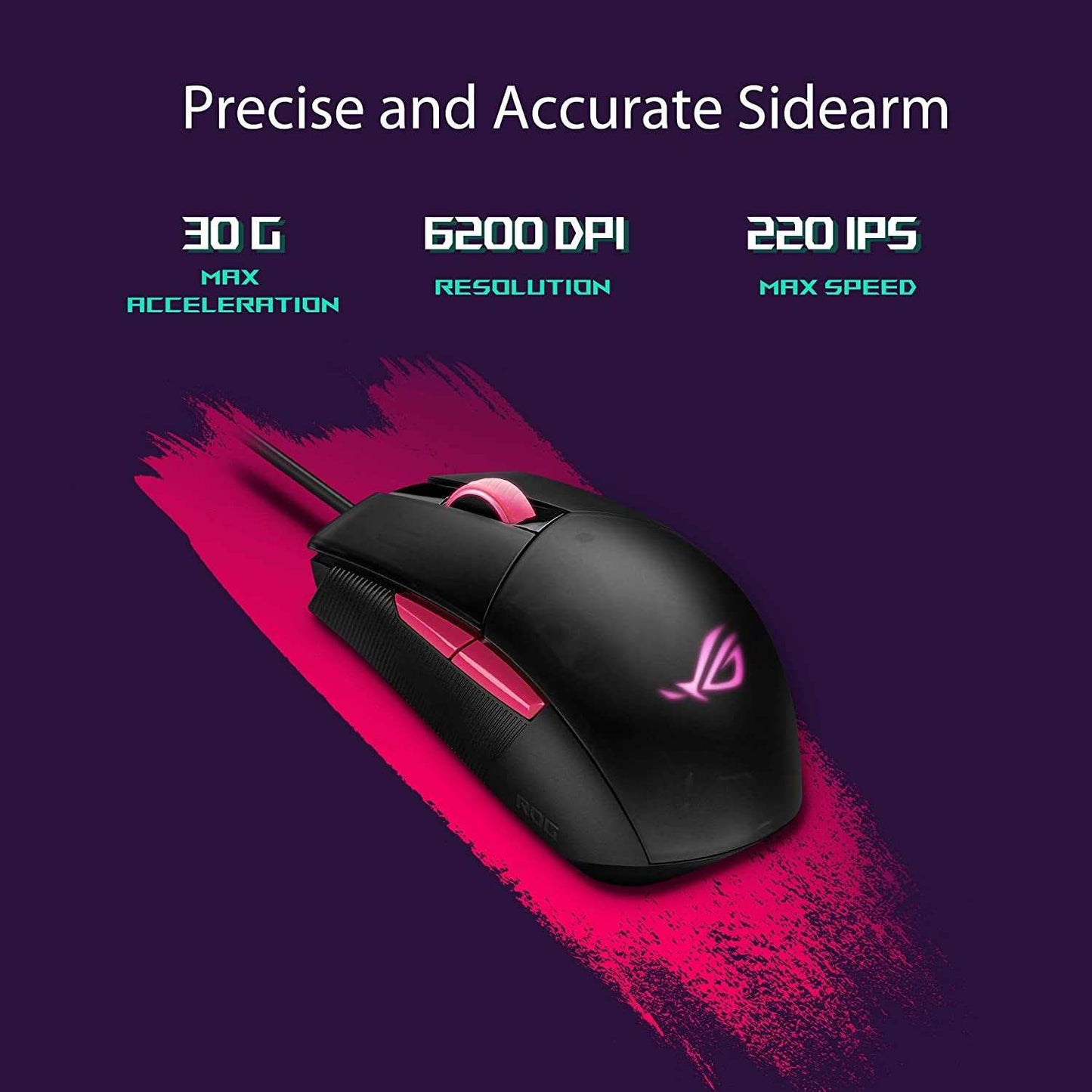 Optical Gaming Mouse - ROG Strix Impact II Electro Punk Edition | 6,200 DPI Sensor | Wired Gaming Mouse for PC | Ultimate Comfort | Aura Sync RGB, Armoury II