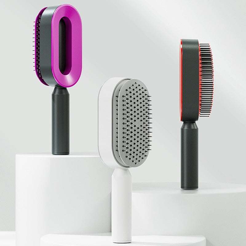 Self Cleaning Anti-Static Hair Brush with Airbag Massage Function for Women