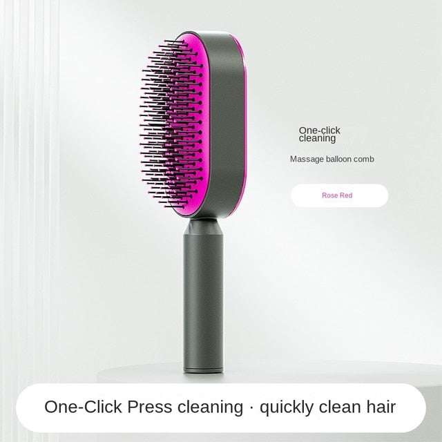 Self Cleaning Anti-Static Hair Brush with One-Click Cleaning and Airbag Massage Function.