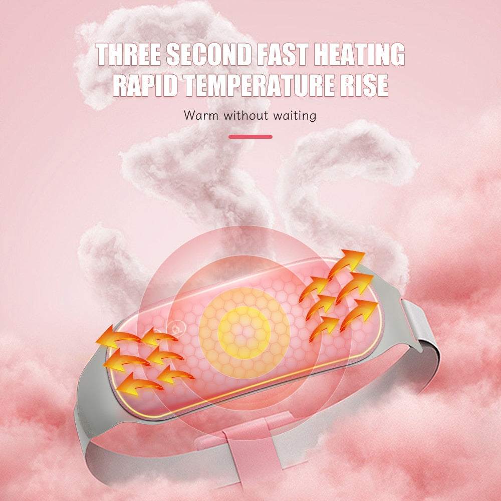 Electric heated hot compress belt with fast heating feature for menstrual pain relief.