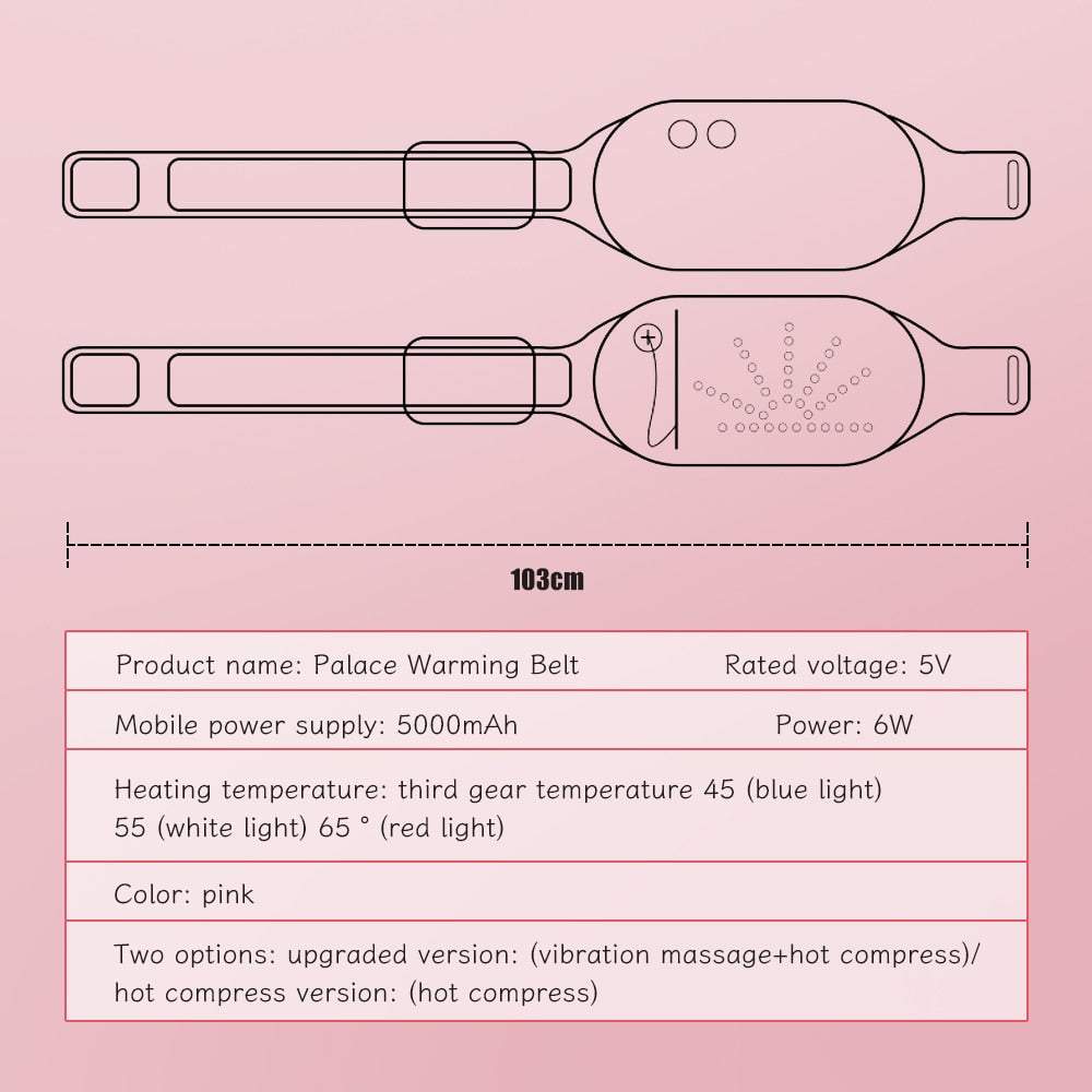Electric Heated Hot Compress Belt Massager for Menstrual Pain Relief