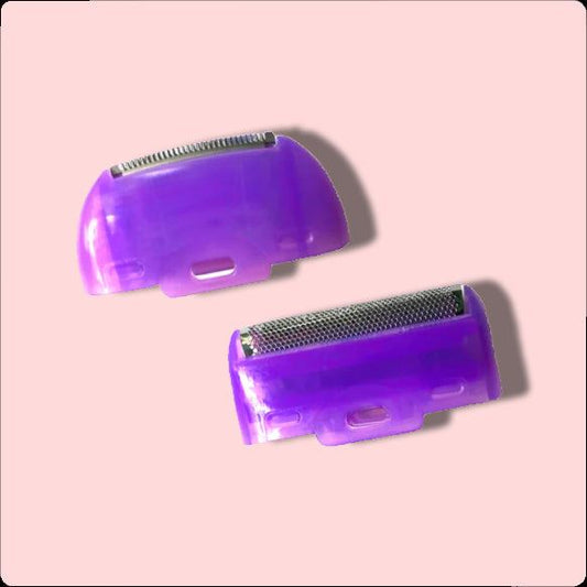 Replacement heads for Lazer Hair Remover, purple with precision design for efficient hair removal.