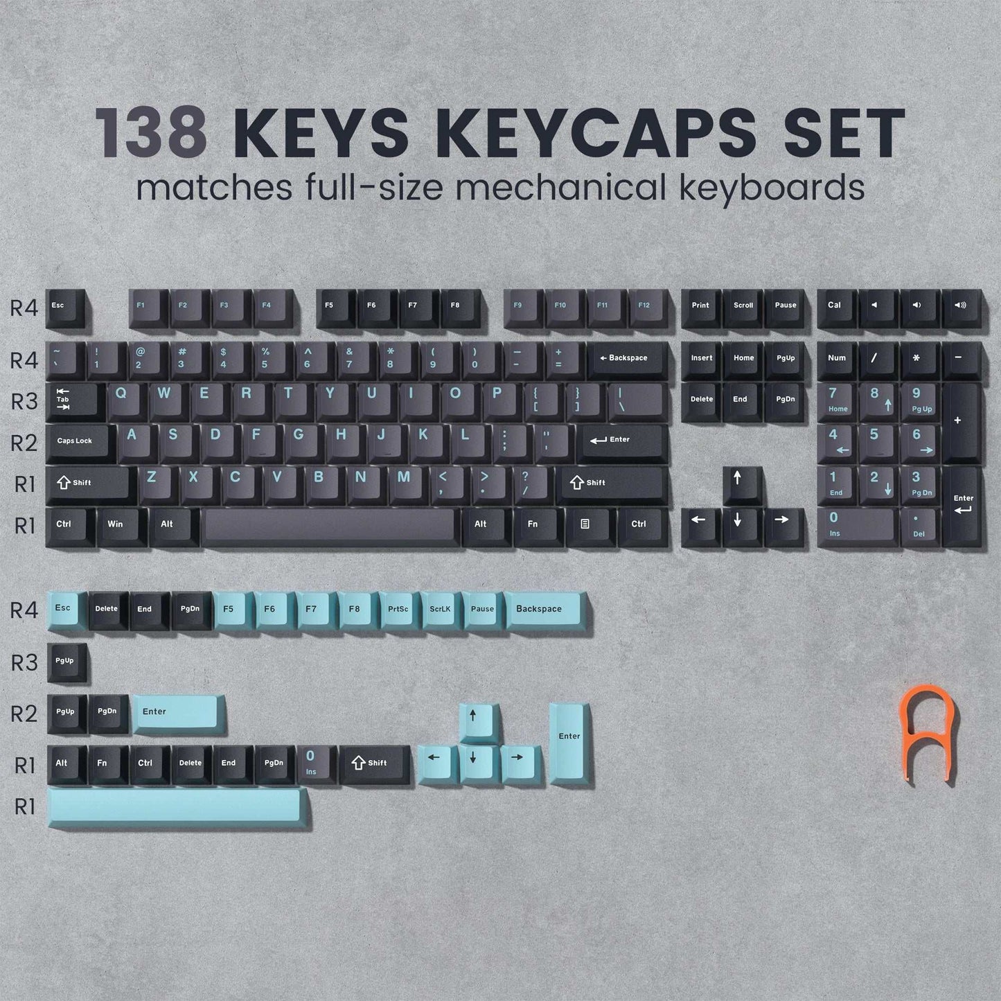 138 Keys Retro Brown Gray PBT Keycap Double Shot Cherry Profile Key Caps for Cherry MX Switches Mechanical Gamer Keyboard