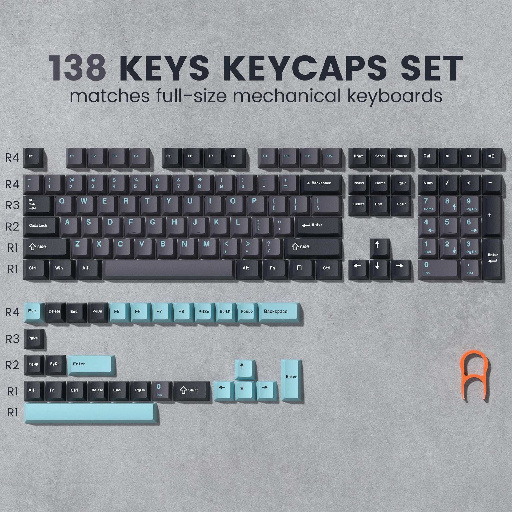 138 Keys Retro Brown Gray PBT Keycap Double Shot Cherry Profile Key Caps for Cherry MX Switches Mechanical Gamer Keyboard