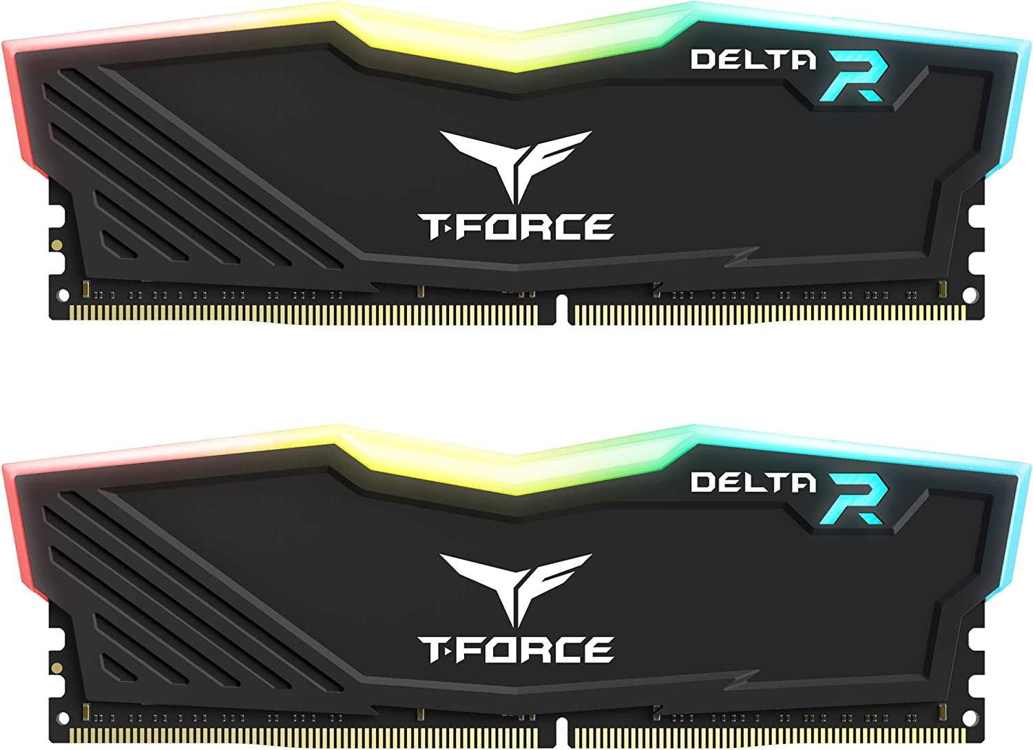 T-Force Delta RGB DDR4 16GB 3200MHz desktop memory with RGB lighting and black aluminum heat spreader