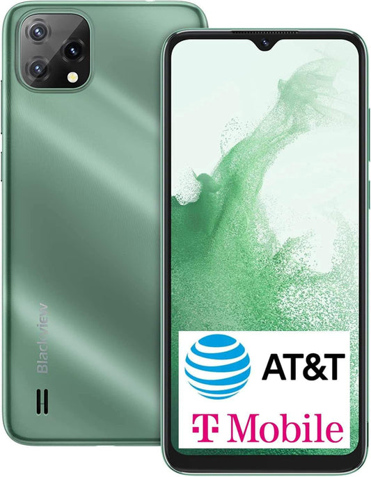 Android Phone A55 green 6.5-inch dual sim smartphone with 3GB RAM, 16GB storage, face ID, 4780mAh battery, compatible with AT&T and T-Mobile networks