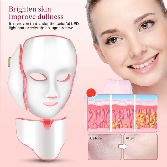 LED Facial Mask for brightening skin and improving dullness with 7-color LED light therapy.