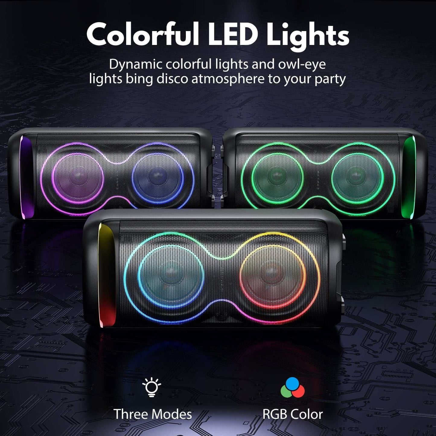 Speaker, Big Bluetooth Speaker with DJ Lights, Portable Wireless Large Party Speaker with Remote Control for Outdoor