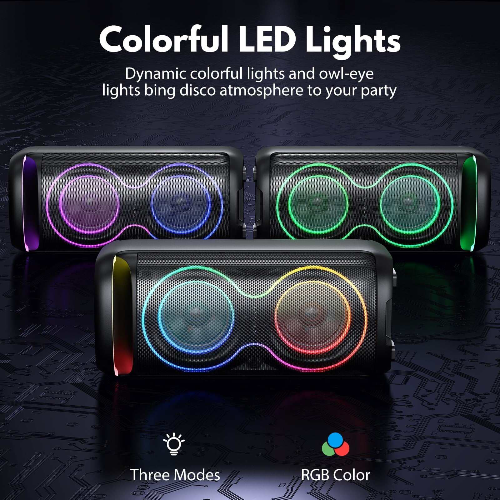 Speaker, Big Bluetooth Speaker with DJ Lights, Portable Wireless Large Party Speaker with Remote Control for Outdoor