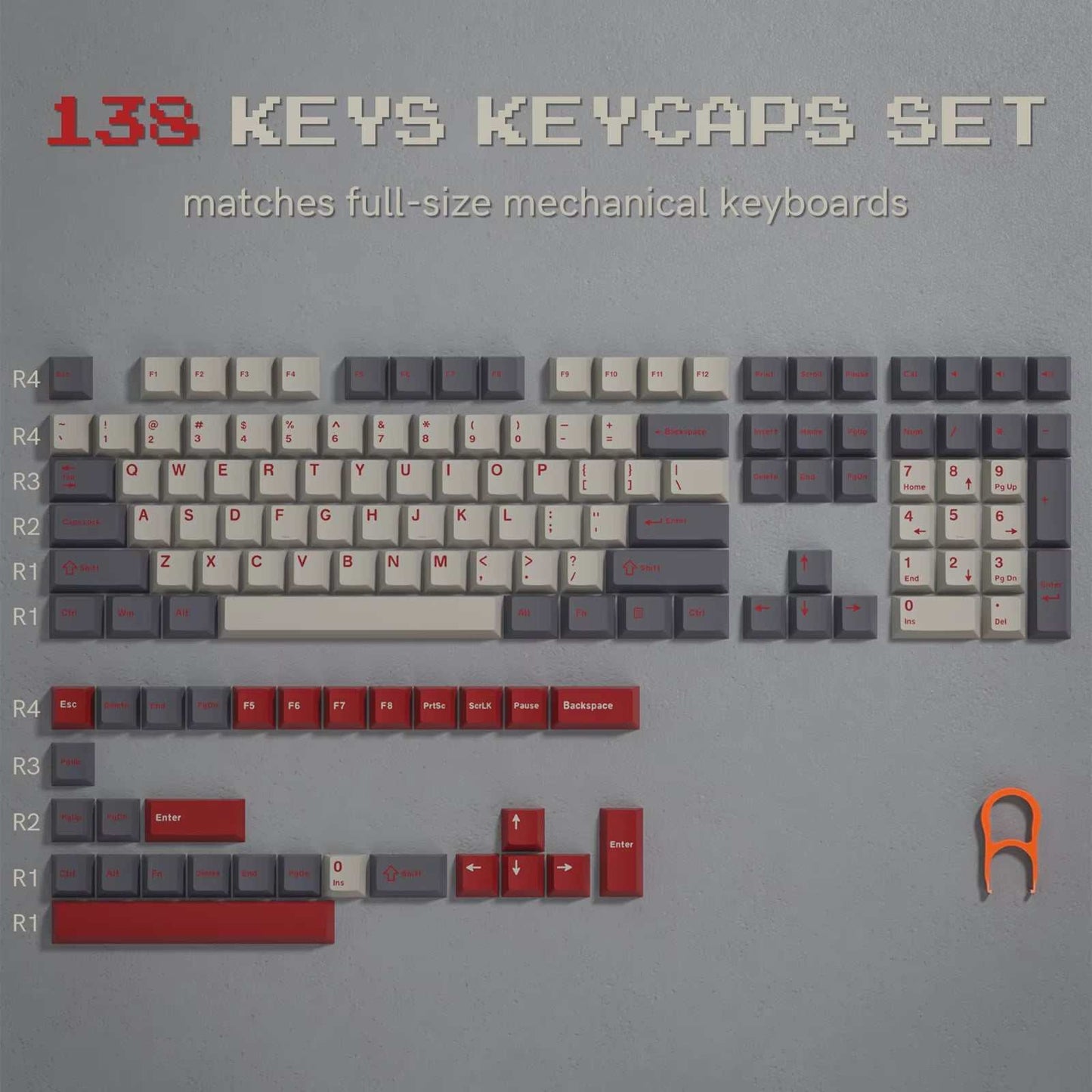 138 Keys Retro Brown Gray PBT Keycap Double Shot Cherry Profile Key Caps for Cherry MX Switches Mechanical Gamer Keyboard