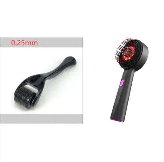 Electric Massage Comb with red light and anti-slip handle for scalp care.