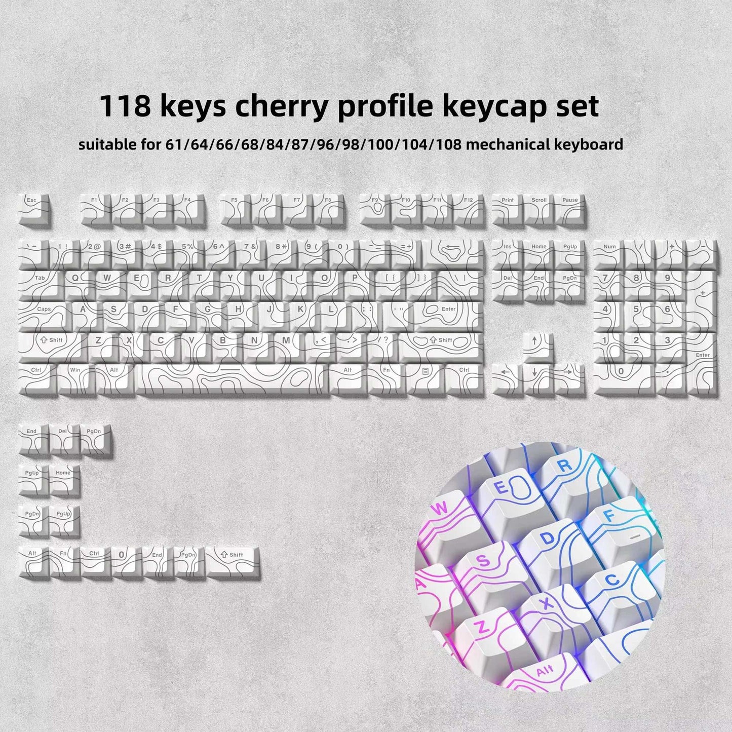 138 Keys Retro Brown Gray PBT Keycap Double Shot Cherry Profile Key Caps for Cherry MX Switches Mechanical Gamer Keyboard