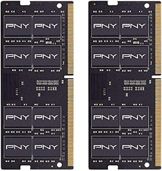 Performance 16GB (2x8GB) DDR4 2400MHz laptop memory kit by PNY with dual channel SODIMM modules.