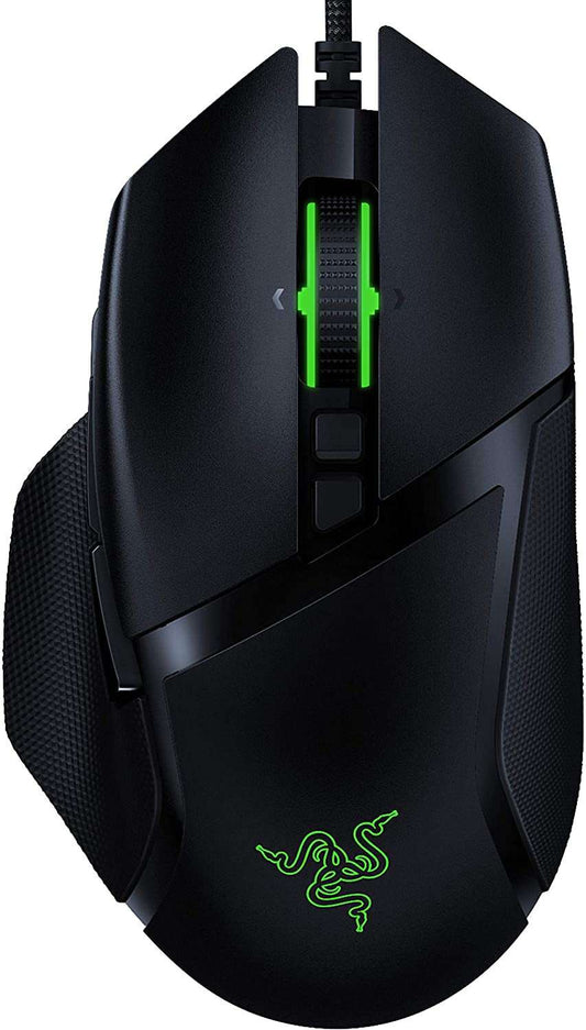 Basilisk V2 wired gaming mouse with 20K DPI sensor, 11 programmable buttons, Chroma RGB lighting, and ergonomic black design